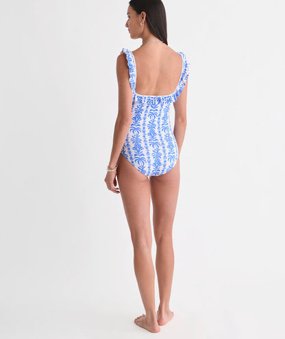 Westerly Ruffle One-Piece - Breaker Palm Stripe
