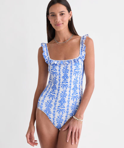 Westerly Ruffle One-Piece - Breaker Palm Stripe