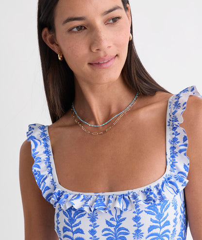 Westerly Ruffle One-Piece - Breaker Palm Stripe