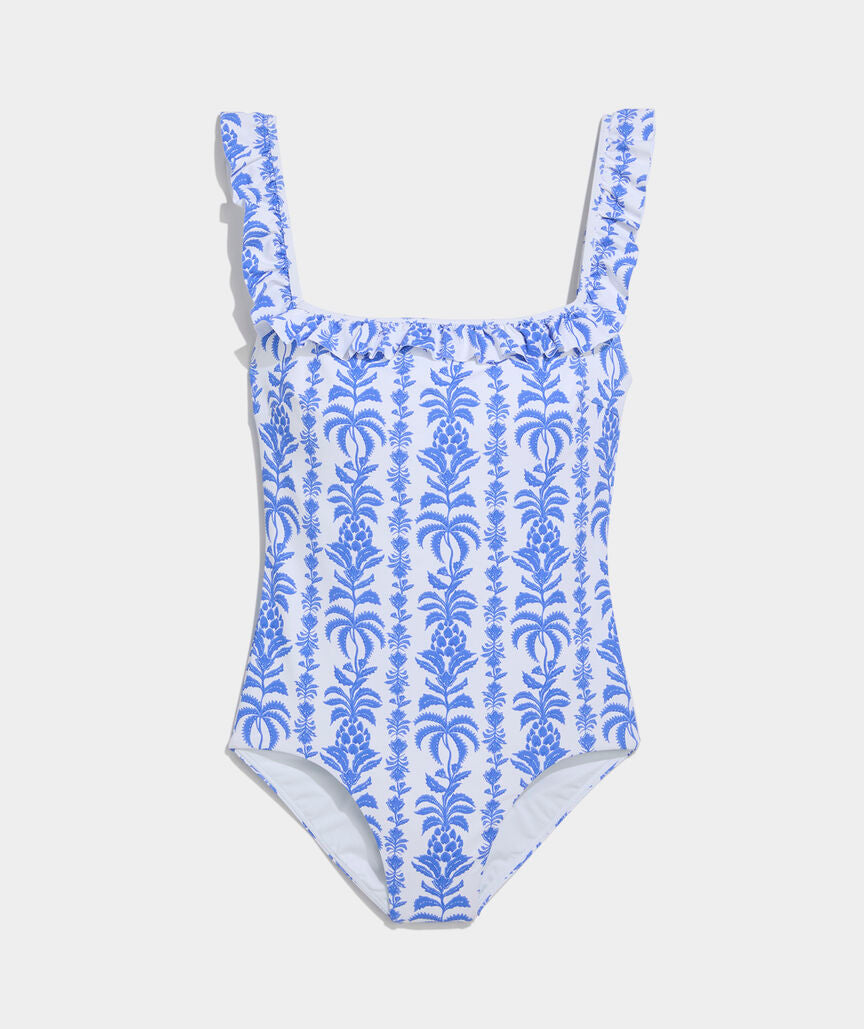 Westerly Ruffle One-Piece - Breaker Palm Stripe
