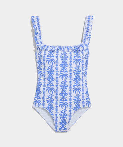 Westerly Ruffle One-Piece - Breaker Palm Stripe