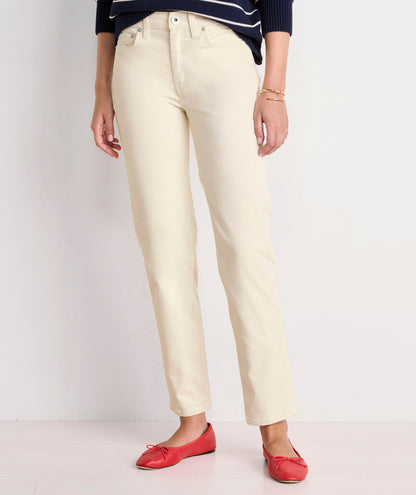 Colleen Mid Rise Ankle Corduroy Pants -Marshmallow