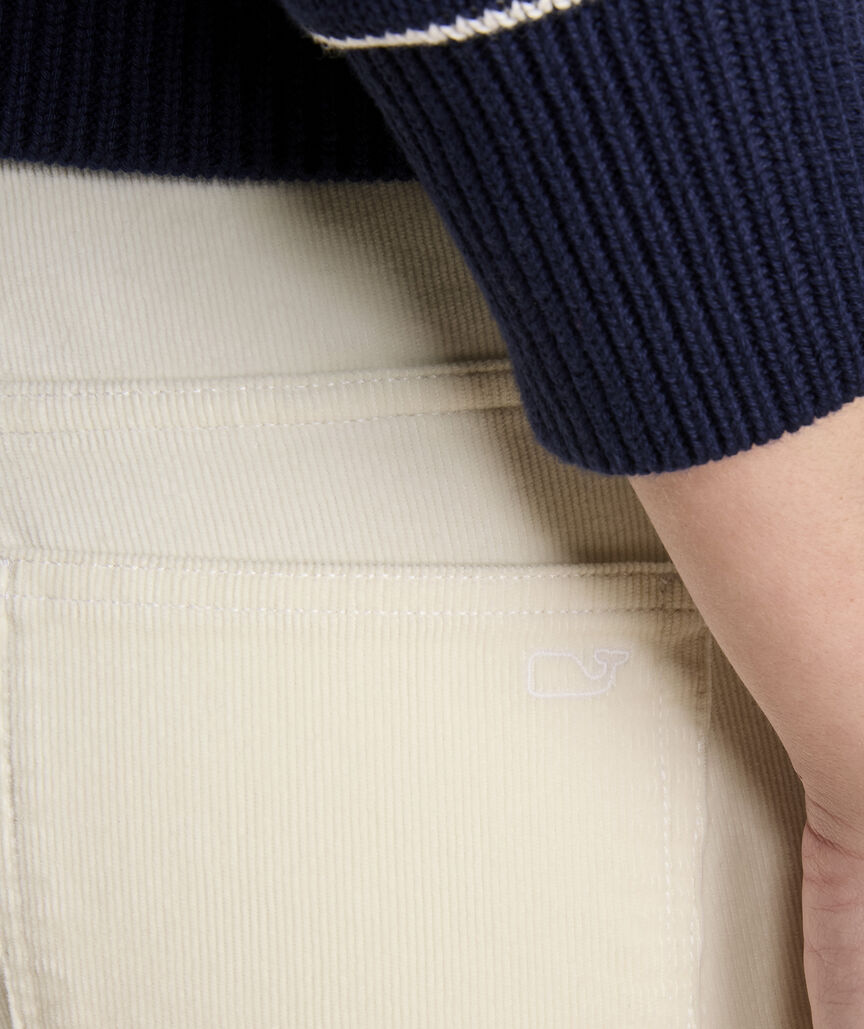 Colleen Mid Rise Ankle Corduroy Pants -Marshmallow