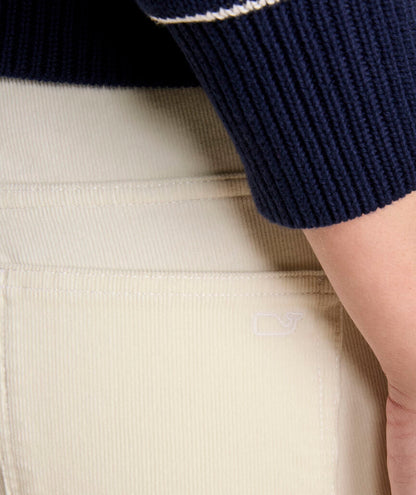 Colleen Mid Rise Ankle Corduroy Pants -Marshmallow