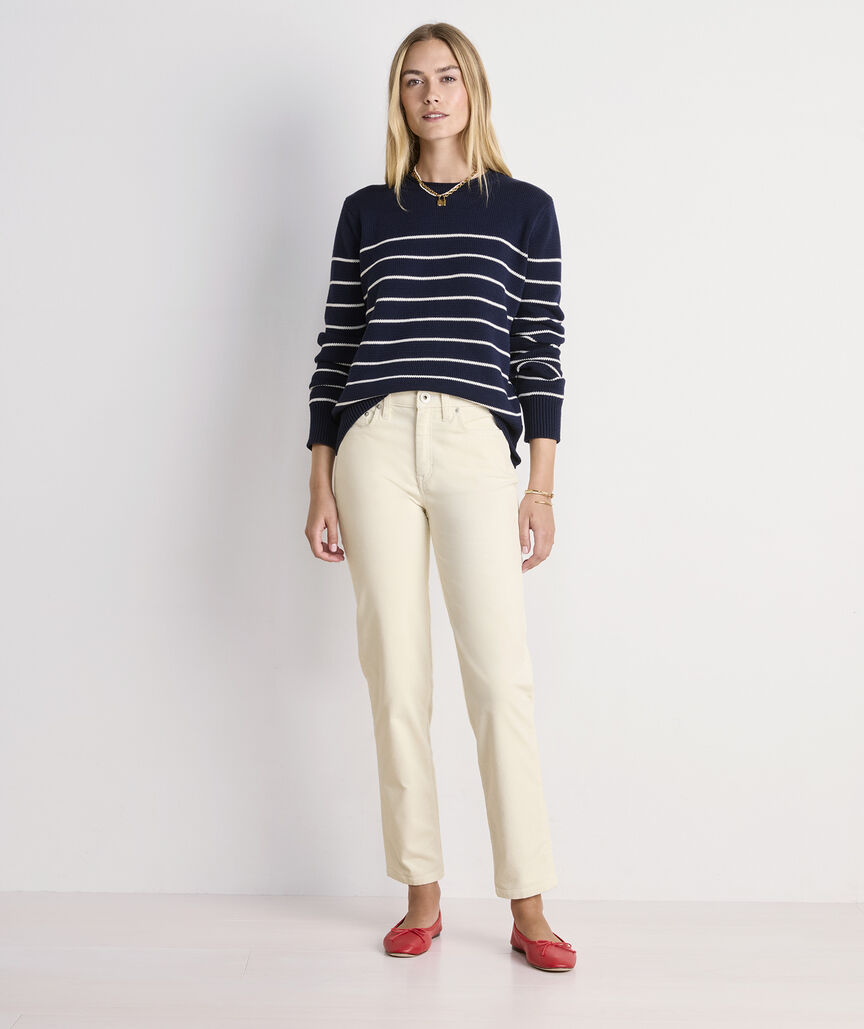 Colleen Mid Rise Ankle Corduroy Pants -Marshmallow