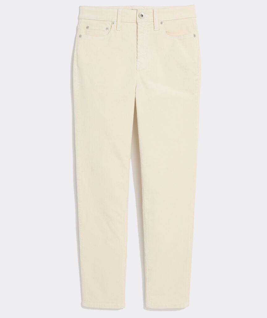 Colleen Mid Rise Ankle Corduroy Pants -Marshmallow