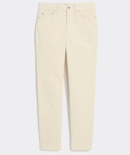 Colleen Mid Rise Ankle Corduroy Pants -Marshmallow