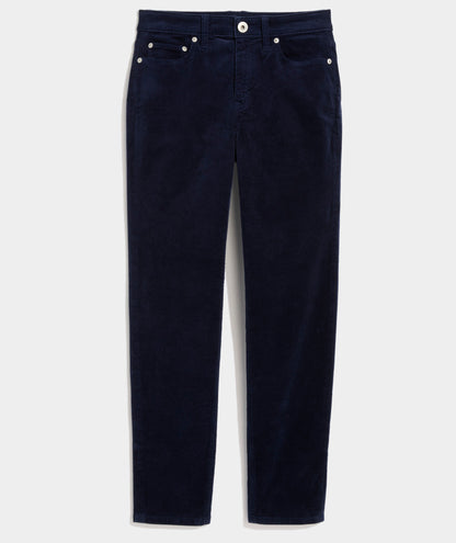 Mid Rise Ankle Corduroy Pants - Nautical Navy