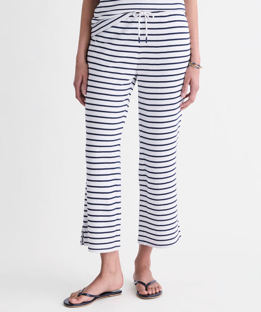 Beachy Terry Cropped Pants - Baystripe White/Navy