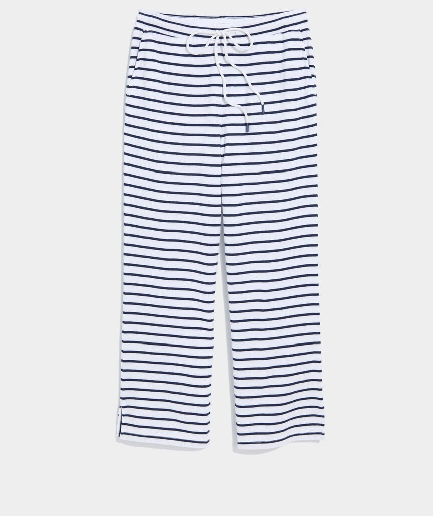 Beachy Terry Cropped Pants - Baystripe White/Navy