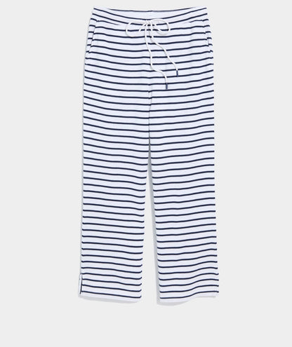 Beachy Terry Cropped Pants - Baystripe White/Navy