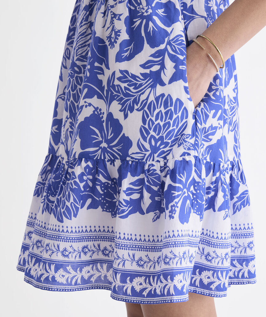 Ellen Smocked Mini Dress - Paradise Print White