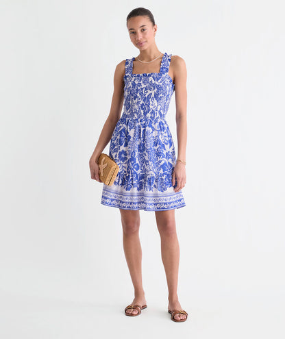 Ellen Smocked Mini Dress - Paradise Print White