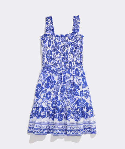 Ellen Smocked Mini Dress - Paradise Print White
