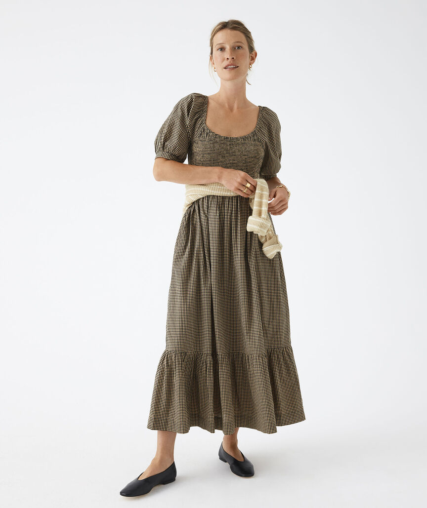 Ellen Maxi Dress - Gingham Cappuccino