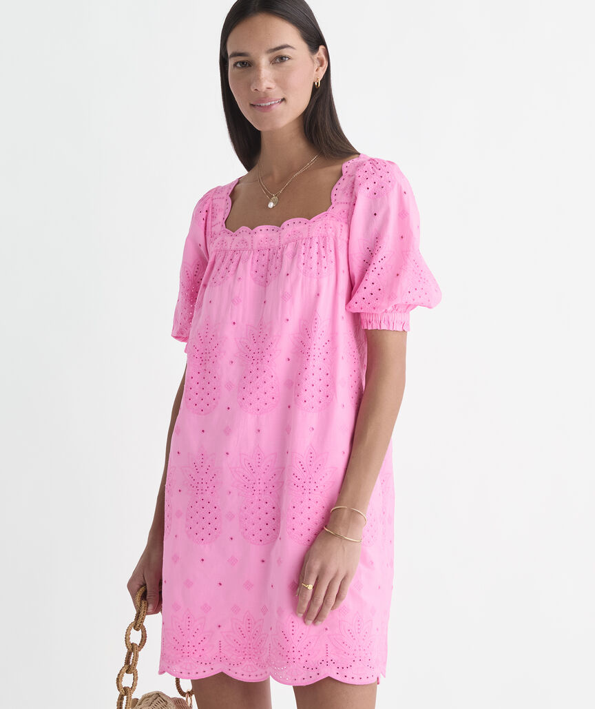 Serena Eyelet Dress - Neon Bloom