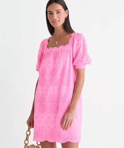 Serena Eyelet Dress - Neon Bloom