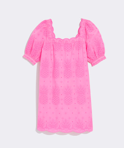 Serena Eyelet Dress - Neon Bloom