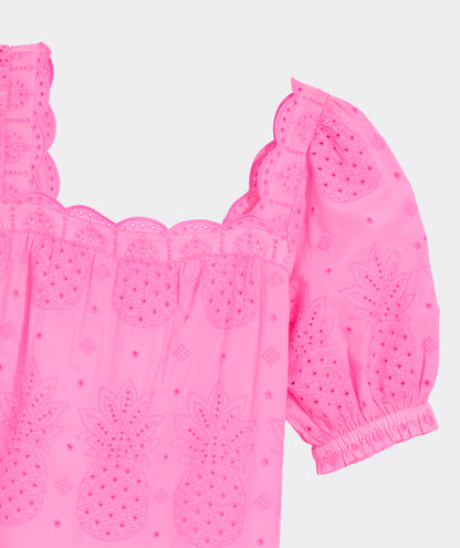 Serena Eyelet Dress - Neon Bloom