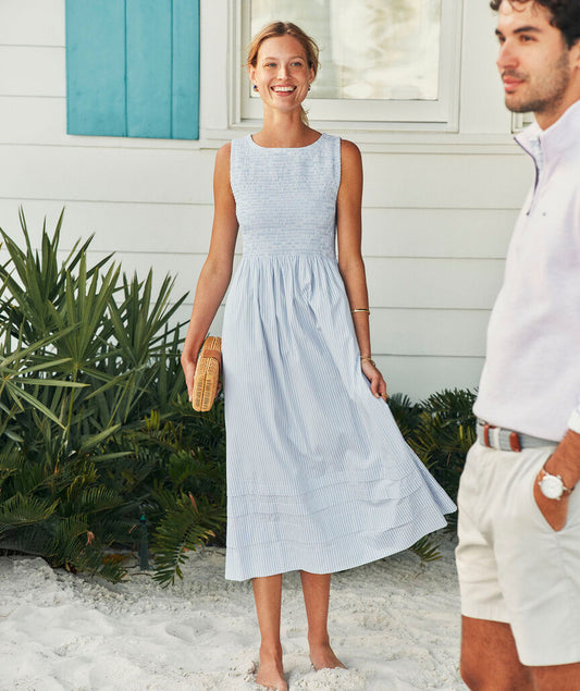 Ellen Midi Dress - Jake Blue/White Stripe