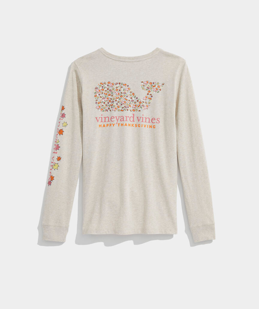 Women's Thanksgiving Icons Long-Sleeve Pocket Tee