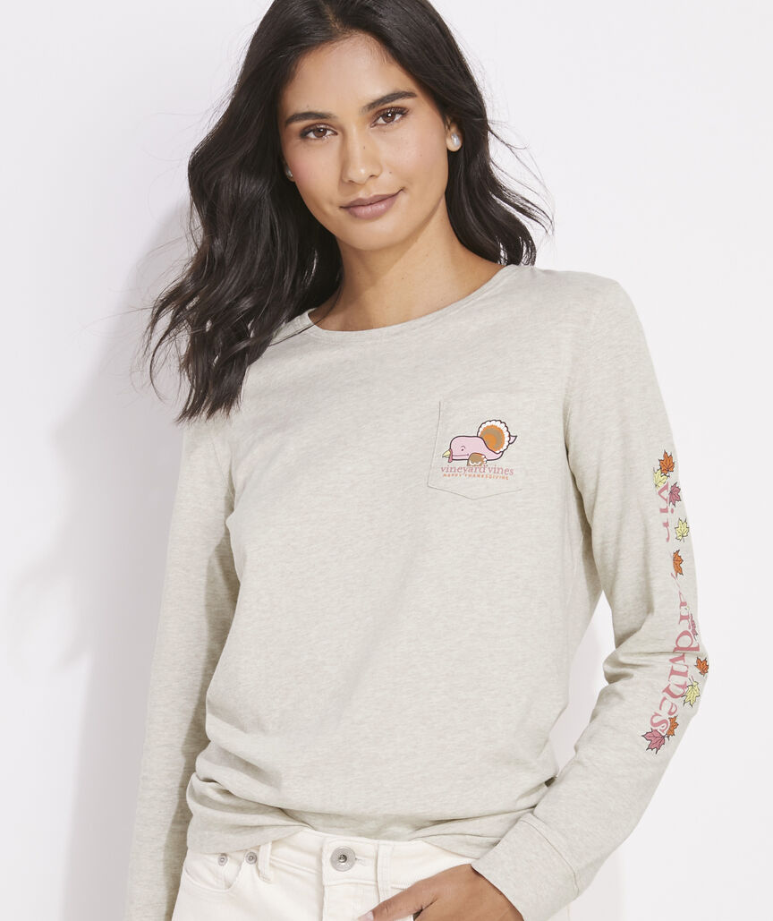 Women's Thanksgiving Icons Long-Sleeve Pocket Tee