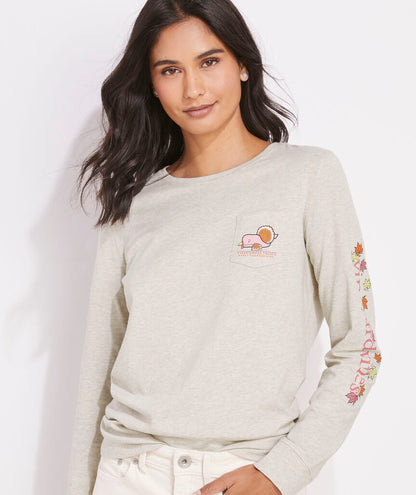 Women's Thanksgiving Icons Long-Sleeve Pocket Tee