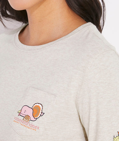 Women's Thanksgiving Icons Long-Sleeve Pocket Tee