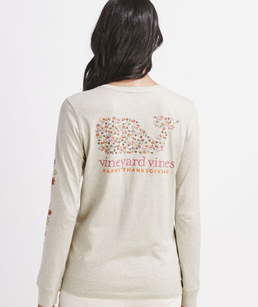 Women's Thanksgiving Icons Long-Sleeve Pocket Tee
