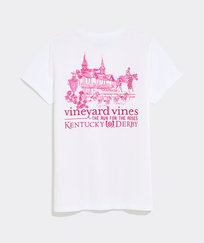 Kentucky Derby Women's Run For The Roses Scenic Short-Sleeve Pocket Tee