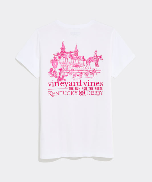 Kentucky Derby Women's Run For The Roses Scenic Short-Sleeve Pocket Tee