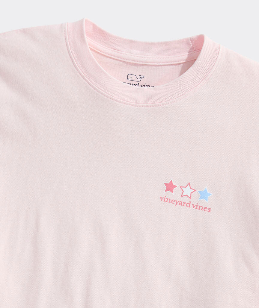 Women's Garment-Dyed USA Stacked Text Boxy Tee - Pink Drink