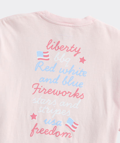 Women's Garment-Dyed USA Stacked Text Boxy Tee - Pink Drink