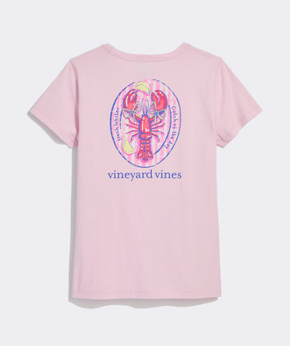 Women's Bow Lobster Short-Sleeve Pocket Tee - Pink Drink Lobster