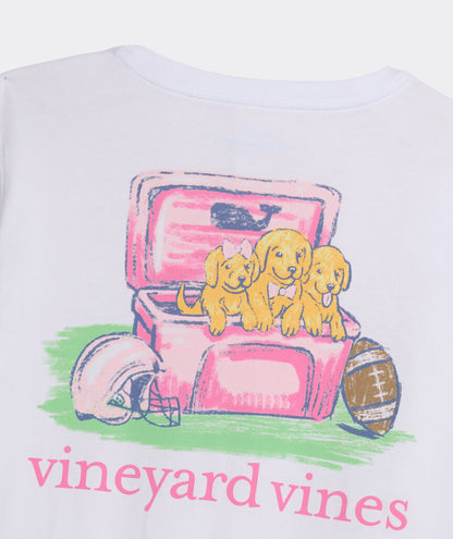 Football Field Pups Long-Sleeve Pocket Tee