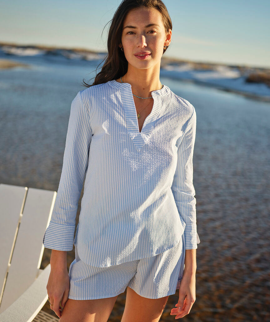 Sea Side Harbor Shorts - Seersucker-Jake Blue