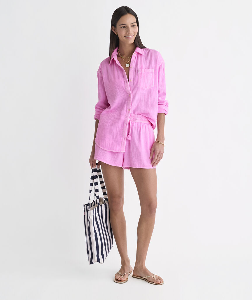 Birdie Gauze Button-Down - Neon Bloom