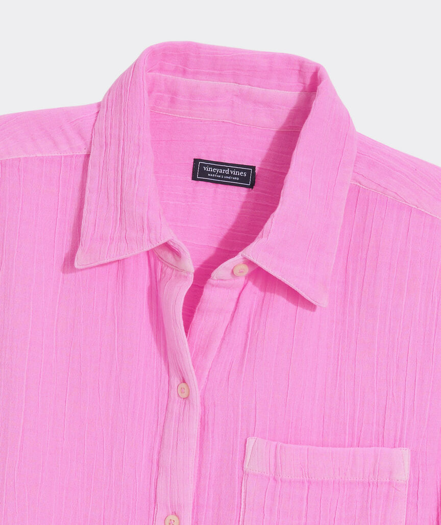 Birdie Gauze Button-Down - Neon Bloom