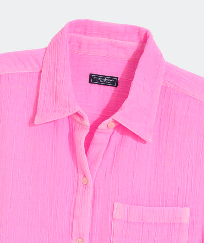Birdie Gauze Button-Down - Neon Bloom