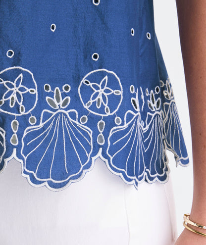 Serena Eyelet Top - Moonshine