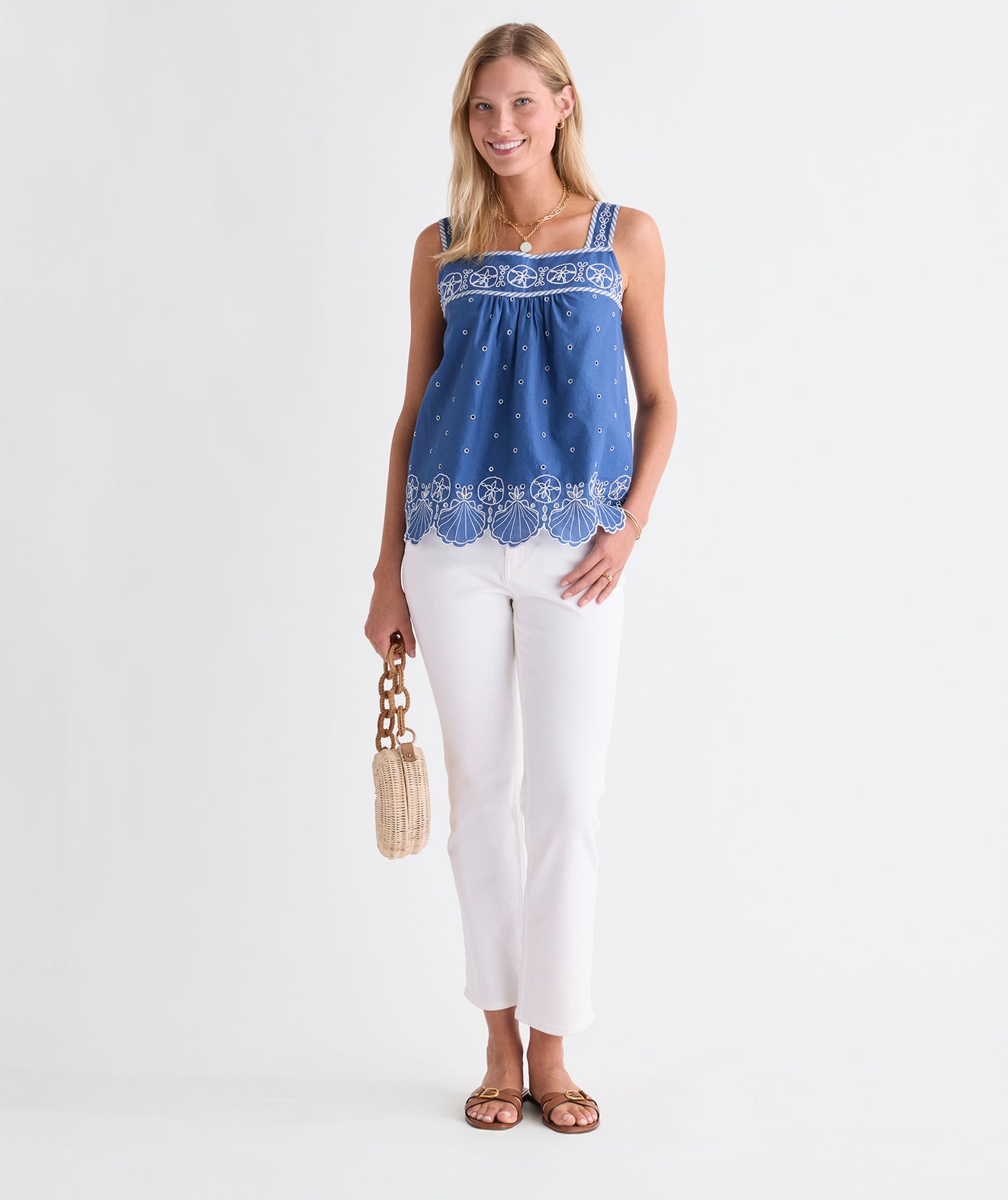 Serena Eyelet Top - Moonshine