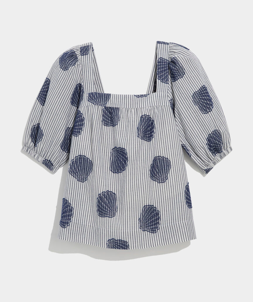 Serena Top - Shell Jacquard Navy