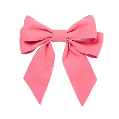 Velvet bow with clip set of 2 light pink 20cm