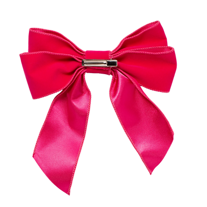 Velvet bow with clip set of 2 pink 20cm