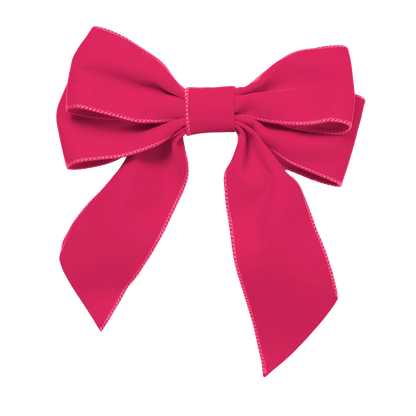 Velvet bow with clip set of 2 pink 20cm