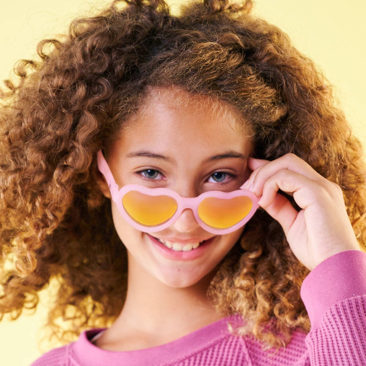 Frosted Pink Heart | Purple Polarized Mirrored Lenses: Ages 0-2