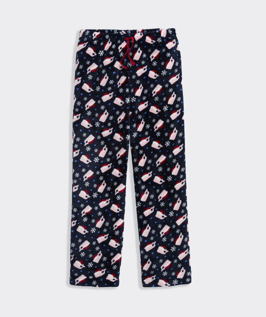 Kids' High-Pile Pajama Pants - Santa Whale Navy