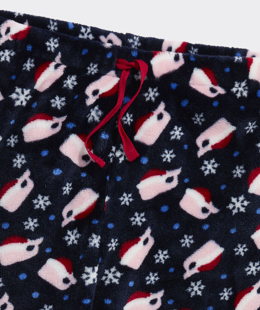 Kids' High-Pile Pajama Pants - Santa Whale Navy