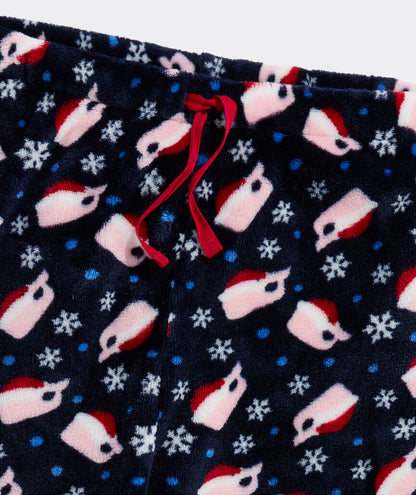 Kids' High-Pile Pajama Pants - Santa Whale Navy