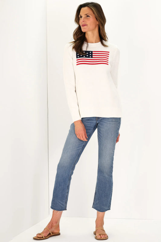 Ivory Casual Crew Flag Sweater